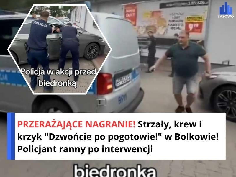 PRZERAŻAJĄCE NAGRANIE! Strzały, krew i krzyk "Dzwońcie po pogotowie!" w Bolkowie! Policjant ranny po interwencji
